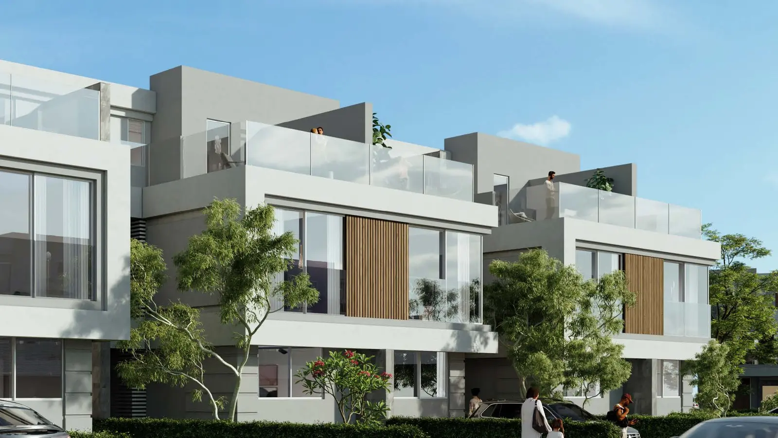 Contemporary twin house façade at El Patio Town